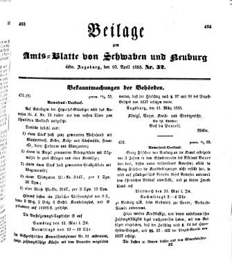 Königlich Bayerisches Kreis-Amtsblatt von Schwaben und Neuburg Dienstag 10. April 1855