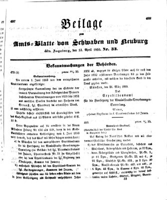 Königlich Bayerisches Kreis-Amtsblatt von Schwaben und Neuburg Freitag 13. April 1855