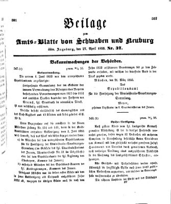 Königlich Bayerisches Kreis-Amtsblatt von Schwaben und Neuburg Freitag 27. April 1855