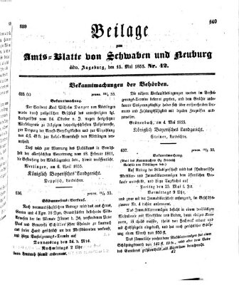 Königlich Bayerisches Kreis-Amtsblatt von Schwaben und Neuburg Dienstag 15. Mai 1855