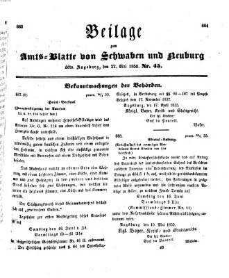 Königlich Bayerisches Kreis-Amtsblatt von Schwaben und Neuburg Dienstag 22. Mai 1855