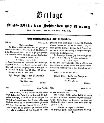 Königlich Bayerisches Kreis-Amtsblatt von Schwaben und Neuburg Dienstag 29. Mai 1855