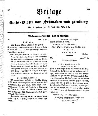 Königlich Bayerisches Kreis-Amtsblatt von Schwaben und Neuburg Dienstag 12. Juni 1855