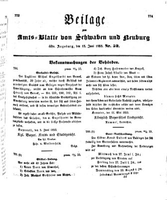 Königlich Bayerisches Kreis-Amtsblatt von Schwaben und Neuburg Freitag 15. Juni 1855