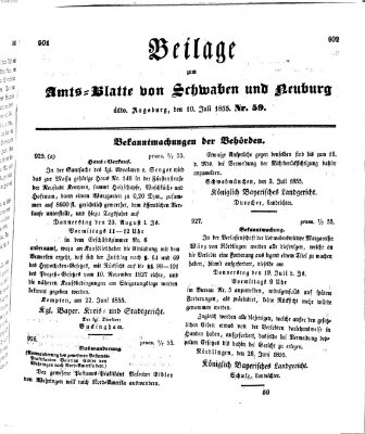 Königlich Bayerisches Kreis-Amtsblatt von Schwaben und Neuburg Dienstag 10. Juli 1855