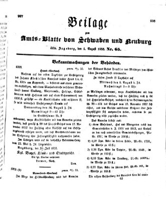 Königlich Bayerisches Kreis-Amtsblatt von Schwaben und Neuburg Mittwoch 1. August 1855