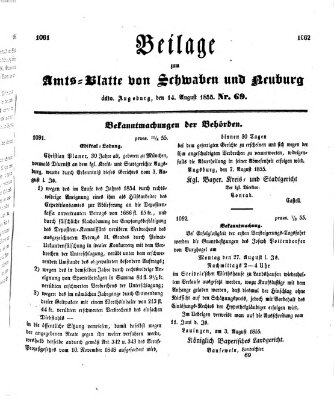 Königlich Bayerisches Kreis-Amtsblatt von Schwaben und Neuburg Dienstag 14. August 1855