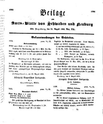 Königlich Bayerisches Kreis-Amtsblatt von Schwaben und Neuburg Dienstag 21. August 1855