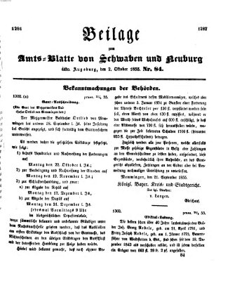 Königlich Bayerisches Kreis-Amtsblatt von Schwaben und Neuburg Dienstag 2. Oktober 1855