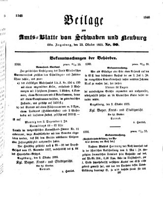 Königlich Bayerisches Kreis-Amtsblatt von Schwaben und Neuburg Dienstag 23. Oktober 1855