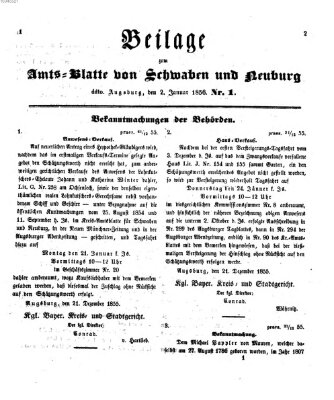 Königlich Bayerisches Kreis-Amtsblatt von Schwaben und Neuburg Mittwoch 2. Januar 1856