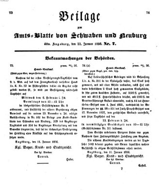 Königlich Bayerisches Kreis-Amtsblatt von Schwaben und Neuburg Dienstag 22. Januar 1856