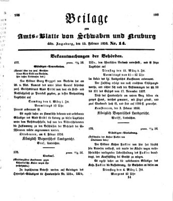 Königlich Bayerisches Kreis-Amtsblatt von Schwaben und Neuburg Freitag 15. Februar 1856