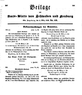 Königlich Bayerisches Kreis-Amtsblatt von Schwaben und Neuburg Dienstag 4. März 1856