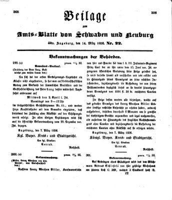 Königlich Bayerisches Kreis-Amtsblatt von Schwaben und Neuburg Freitag 14. März 1856