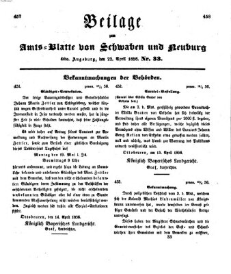 Königlich Bayerisches Kreis-Amtsblatt von Schwaben und Neuburg Dienstag 22. April 1856