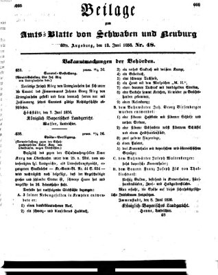 Königlich Bayerisches Kreis-Amtsblatt von Schwaben und Neuburg Freitag 13. Juni 1856