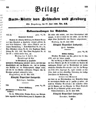 Königlich Bayerisches Kreis-Amtsblatt von Schwaben und Neuburg Freitag 27. Juni 1856