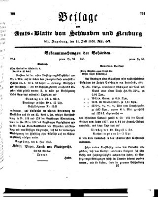 Königlich Bayerisches Kreis-Amtsblatt von Schwaben und Neuburg Freitag 11. Juli 1856