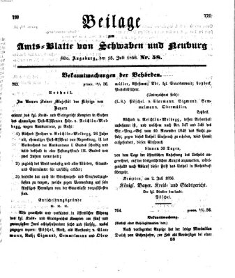 Königlich Bayerisches Kreis-Amtsblatt von Schwaben und Neuburg Dienstag 15. Juli 1856