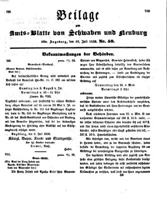 Königlich Bayerisches Kreis-Amtsblatt von Schwaben und Neuburg Freitag 18. Juli 1856