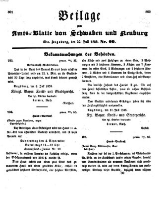 Königlich Bayerisches Kreis-Amtsblatt von Schwaben und Neuburg Dienstag 22. Juli 1856