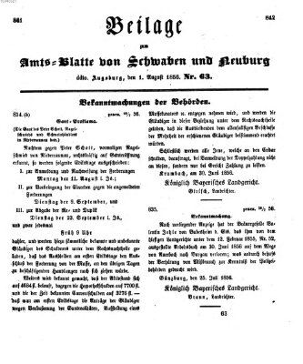 Königlich Bayerisches Kreis-Amtsblatt von Schwaben und Neuburg Freitag 1. August 1856