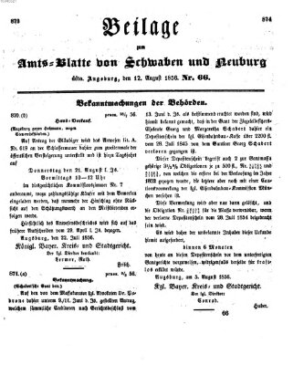 Königlich Bayerisches Kreis-Amtsblatt von Schwaben und Neuburg Dienstag 12. August 1856