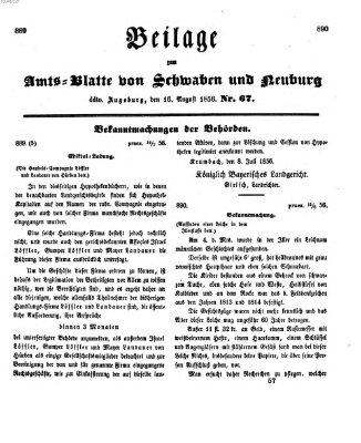 Königlich Bayerisches Kreis-Amtsblatt von Schwaben und Neuburg Samstag 16. August 1856