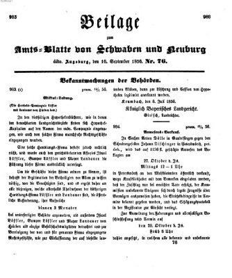 Königlich Bayerisches Kreis-Amtsblatt von Schwaben und Neuburg Dienstag 16. September 1856