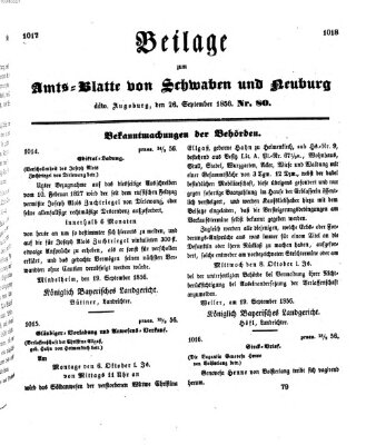 Königlich Bayerisches Kreis-Amtsblatt von Schwaben und Neuburg Freitag 26. September 1856