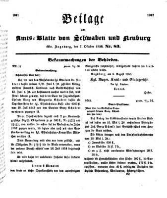 Königlich Bayerisches Kreis-Amtsblatt von Schwaben und Neuburg Dienstag 7. Oktober 1856