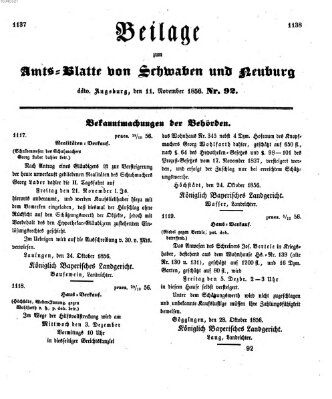 Königlich Bayerisches Kreis-Amtsblatt von Schwaben und Neuburg Dienstag 11. November 1856