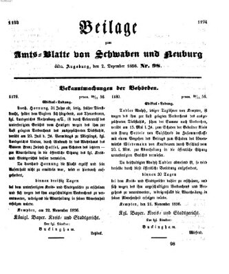 Königlich Bayerisches Kreis-Amtsblatt von Schwaben und Neuburg Dienstag 2. Dezember 1856