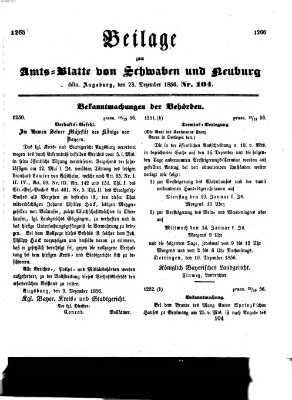 Königlich Bayerisches Kreis-Amtsblatt von Schwaben und Neuburg Dienstag 23. Dezember 1856