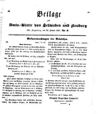 Königlich Bayerisches Kreis-Amtsblatt von Schwaben und Neuburg Dienstag 20. Januar 1857