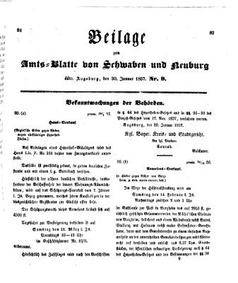 Königlich Bayerisches Kreis-Amtsblatt von Schwaben und Neuburg Freitag 30. Januar 1857