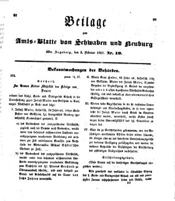 Königlich Bayerisches Kreis-Amtsblatt von Schwaben und Neuburg Dienstag 3. Februar 1857