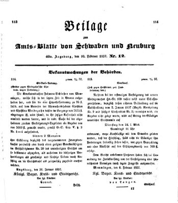 Königlich Bayerisches Kreis-Amtsblatt von Schwaben und Neuburg Dienstag 10. Februar 1857