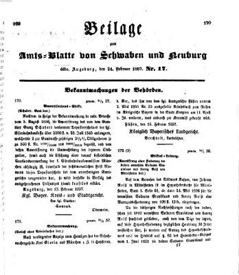 Königlich Bayerisches Kreis-Amtsblatt von Schwaben und Neuburg Dienstag 24. Februar 1857