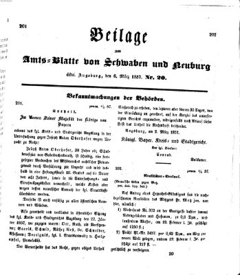 Königlich Bayerisches Kreis-Amtsblatt von Schwaben und Neuburg Freitag 6. März 1857