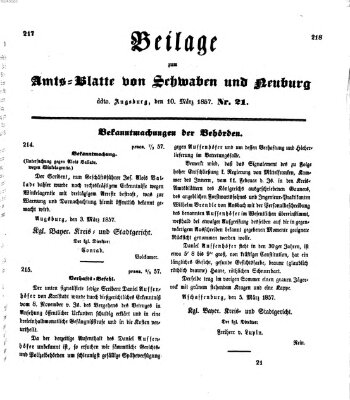 Königlich Bayerisches Kreis-Amtsblatt von Schwaben und Neuburg Dienstag 10. März 1857