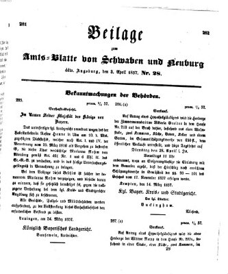 Königlich Bayerisches Kreis-Amtsblatt von Schwaben und Neuburg Freitag 3. April 1857