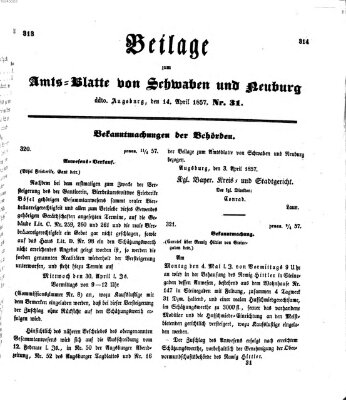 Königlich Bayerisches Kreis-Amtsblatt von Schwaben und Neuburg Dienstag 14. April 1857