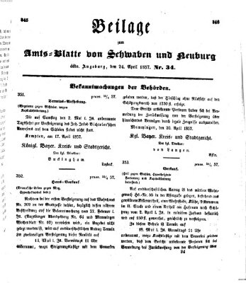 Königlich Bayerisches Kreis-Amtsblatt von Schwaben und Neuburg Freitag 24. April 1857