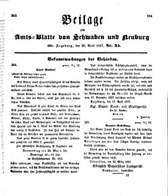 Königlich Bayerisches Kreis-Amtsblatt von Schwaben und Neuburg Dienstag 28. April 1857