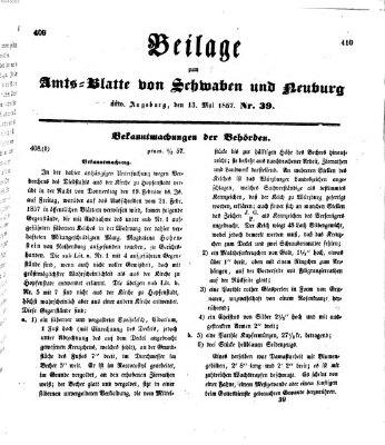 Königlich Bayerisches Kreis-Amtsblatt von Schwaben und Neuburg Mittwoch 13. Mai 1857