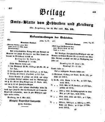 Königlich Bayerisches Kreis-Amtsblatt von Schwaben und Neuburg Freitag 15. Mai 1857