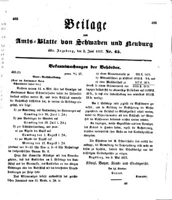 Königlich Bayerisches Kreis-Amtsblatt von Schwaben und Neuburg Dienstag 2. Juni 1857