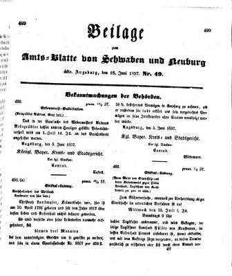 Königlich Bayerisches Kreis-Amtsblatt von Schwaben und Neuburg Dienstag 16. Juni 1857